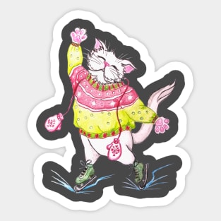 cat on skates Sticker